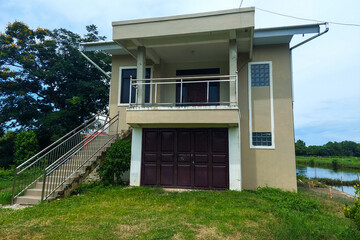 The permanent house is elegant and the large yard is fenced in every day