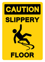 Caution Slippery Floor Symbol Sign,Vector Illustration, Isolate On White Background Label. EPS10