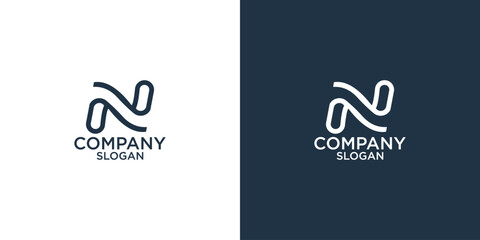 initial n abstract monogram logo design vector