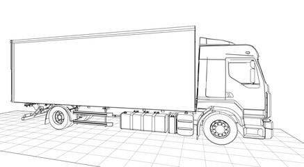 truck sketch graphic symbol 3d illustration