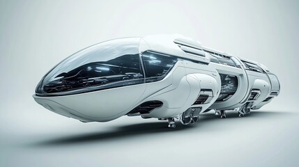Futuristic White Spaceship Design Render Concept