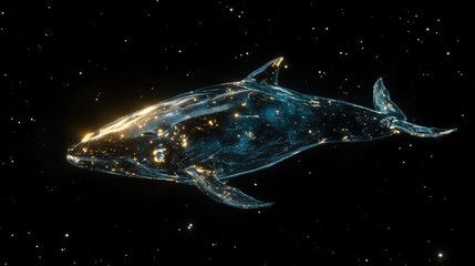 Fototapeta premium Celestial Whale Swims Through Starry Night