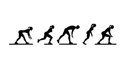 Obraz premium Group performing burpees, jumping from standing into a plank and back, Illustration