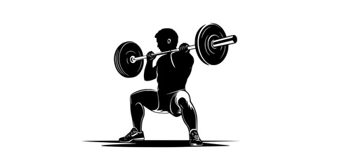 Lifter performing a clean and press, lifting a barbell from the floor to overhead, Illustration