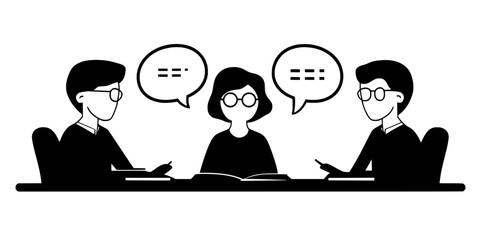 A person listening to dialogue in a foreign language class, Illustration
