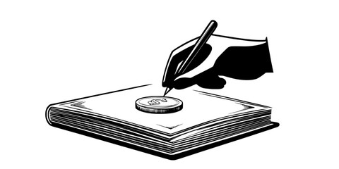 A person organizing their mint error coins inside a specially designed book, Illustration