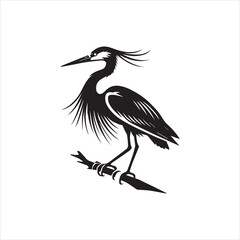 heron on a white background