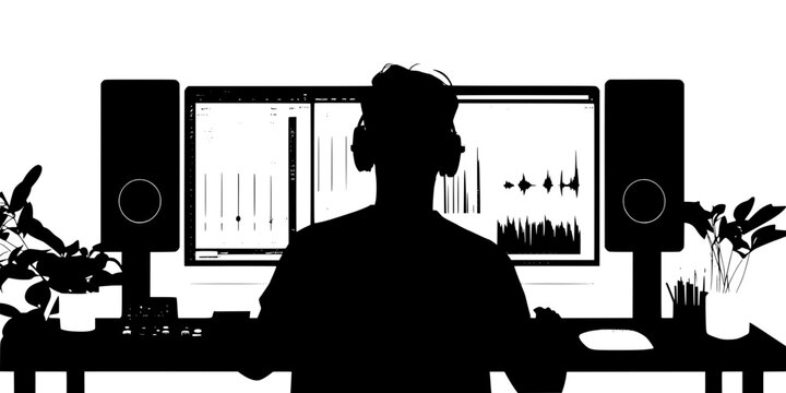 User working on compression settings to control vocal dynamics within a track, Illustration