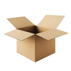 open cardboard box isolated on white background clipping path