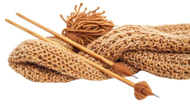 Crafting cozy designs with yarn and knitting needles under bright creative colors