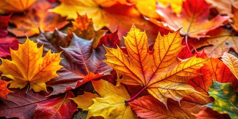Fototapeta premium Autumn leaves photography showcasing vibrant fall foliage, a seasonal spectacle of nature's artistry.