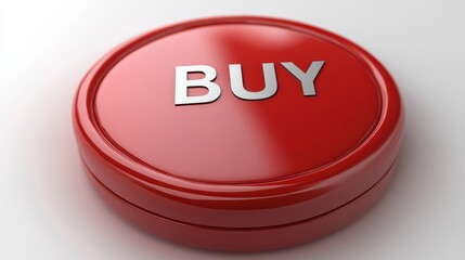 Red buy button on white background for online shopping and e-commerce transactions