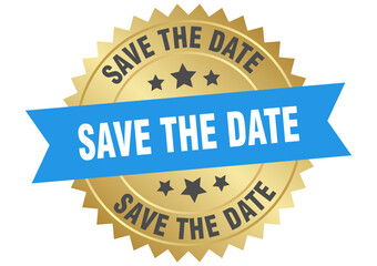 SAVE THE DATE label on transparent background