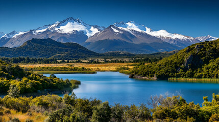 Banff National Park with turquoise lake and towering mountains, breathtaking Canadian wilderness