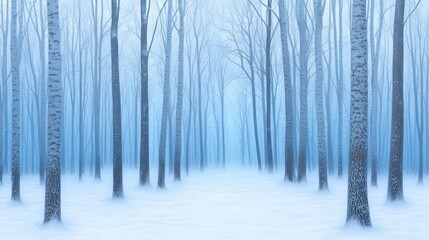 Serene Winter Forest  Snow Covered Trees  Misty Landscape  Cold Weather