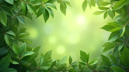 Obraz premium Green leaves eco-friendly background with place for text. Concept of ecology and healthy environment