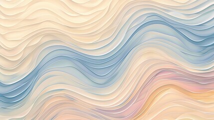 Fototapeta premium Abstract background of layered, wavy lines in shades of blue, white, and orange.