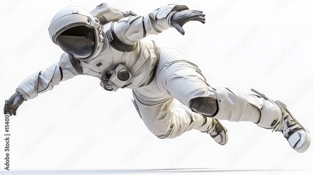 Poster astronaut in a weightless pose, suggesting exploration and adventure in space.