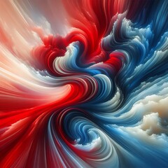Red and blue artistic wave. Abstract motion composition. Bright color painting background. Modern futuristic dynamic texture. Fractal artwork for creative graphic design 