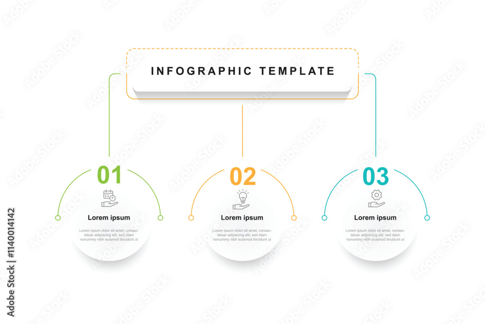 Poster 3 step model diagram infographic suitable for workflow, business information, presentation and web graphic design