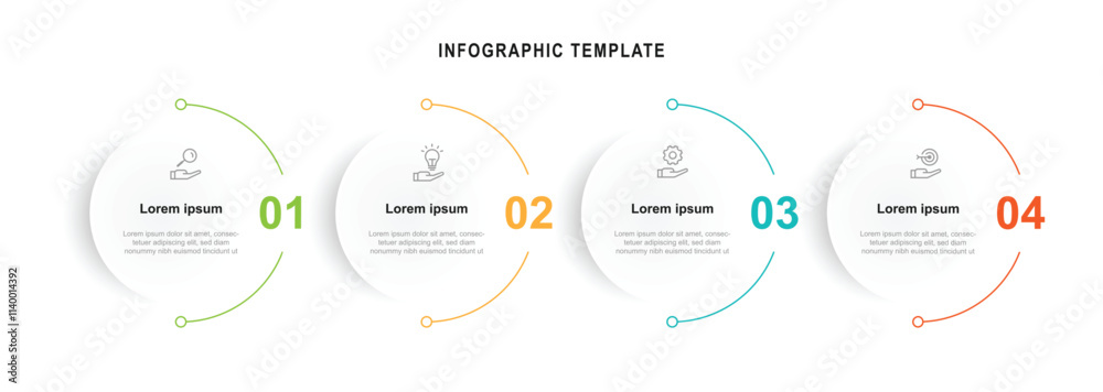 Poster business template infographic. 4 step circle for presentation, workflow and business information