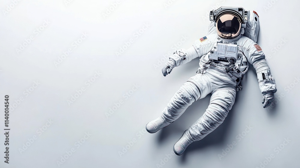 Aufkleber an astronaut in a white space suit floating against a minimalist background.