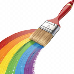 Abstract 3d Three dimensional  artist brush with glossy colourful painting isolated on white background