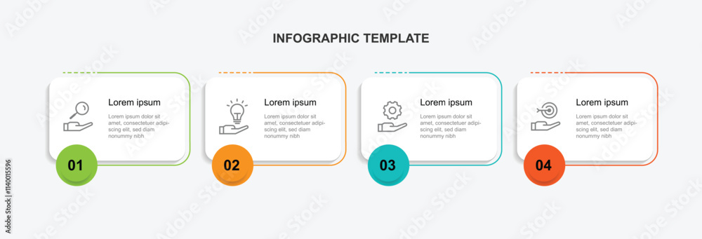 Poster Banner template infographic template with 4 step column suitable for business information and web presentation 