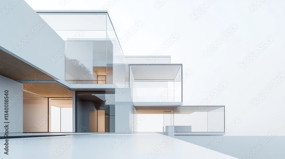 Aufkleber modern architectural design featuring glass and minimalistic elements.