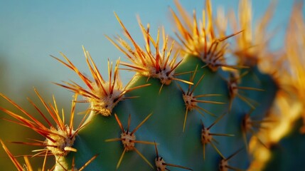 Obraz premium Photo of a cactus, close-up. Cactus needles, macro shot