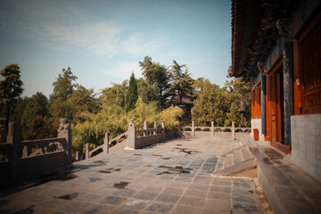 Naklejka premium Scenery of Shaolin Temple at Songshan Mountain in Henan, China