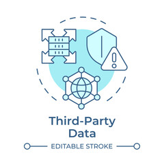 Third party data soft blue concept icon. Customers information for business. Audience analysis tool. Round shape line illustration. Abstract idea. Graphic design. Easy to use in infographic