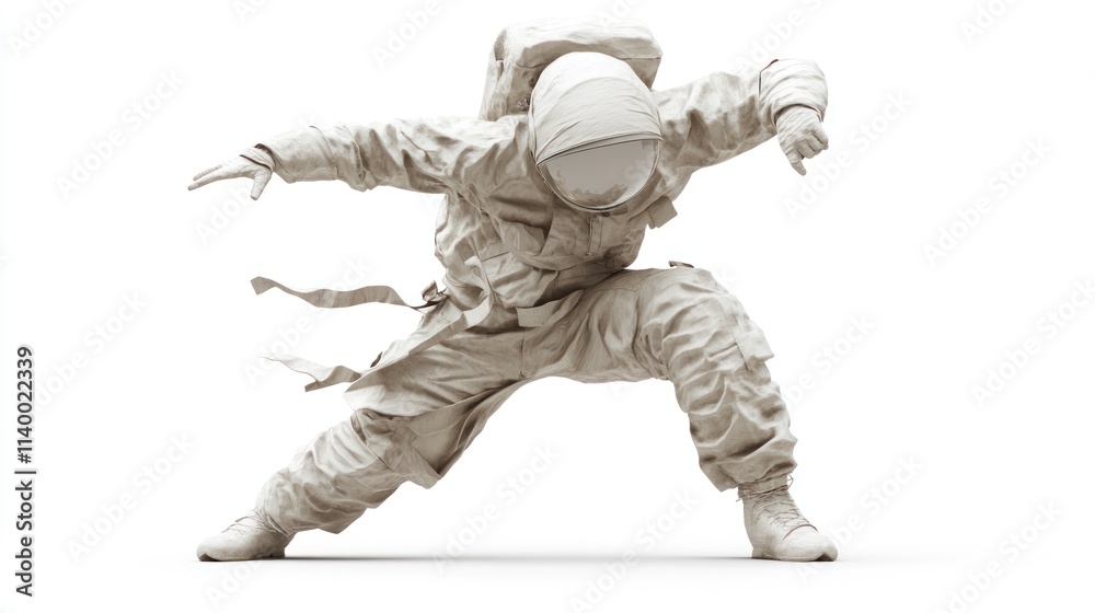 Poster A dynamic pose of a figure in a spacesuit, suggesting movement and exploration.