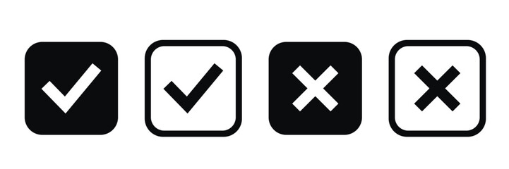 Check mark and cross vector Icons. Button checkmark and x or confirm.