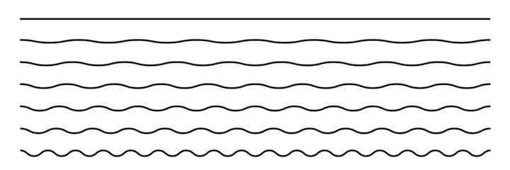 Wave line. Set of wavy horizontal lines.