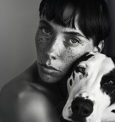 portrait, woman, freckles, dalmatian, young woman, friendship, setter, walking, dog, redhead, spaniel, puppy, pet, animal, charles, cavalier, brown, canine, cavalier king charles spaniel, breed, caval