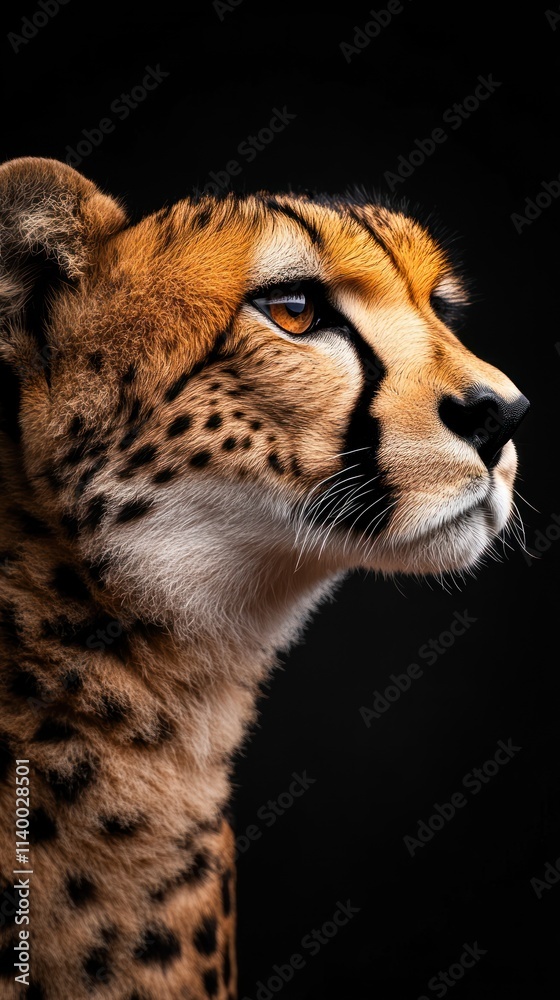 Poster A close-up profile of a cheetah showcasing its distinctive fur and intense gaze.