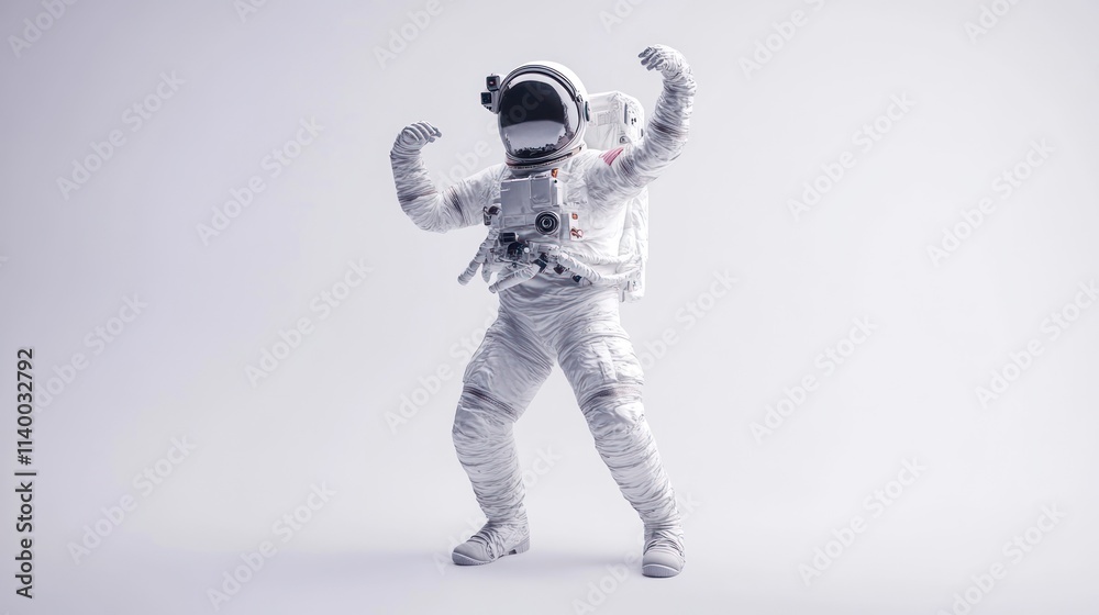 Aufkleber a stylized astronaut in a dynamic pose, showcasing space exploration themes.