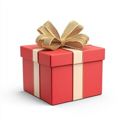 Obraz premium Festive Red Gift Box with Gold Bow
