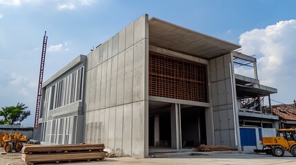 Fototapeta premium Modern Concrete Building Under Construction