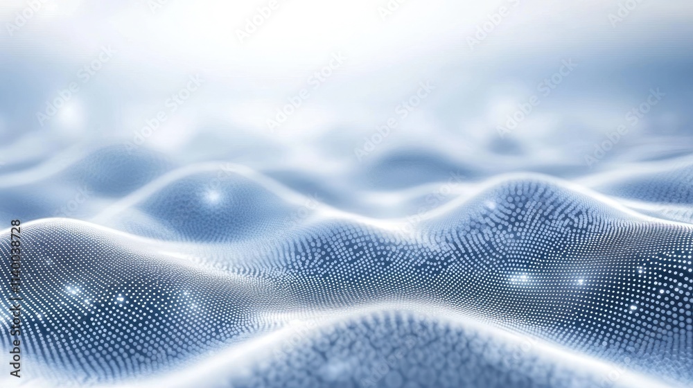 Poster Abstract representation of flowing waves with a luminous, digital texture.