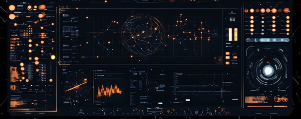 Obraz premium Futuristic digital interface with graphs and network lines 