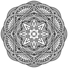 Coloring page 396, hand drawn, vector. Mandala 339, ethnic, swirl pattern, object isolated on white background.