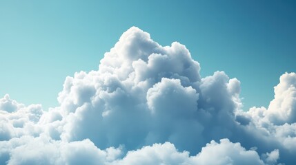 Cloud computing technology and storage concept with fluffy clouds against a blue sky symbolizing digital data and online systems.