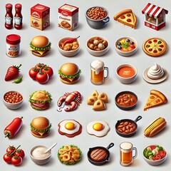 Realistic 3D Icons of International Cuisines and Dishes	