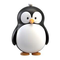 3d penguin in cap with ball