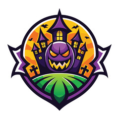 Halloween hunter house Premium Quality logo Design on white background