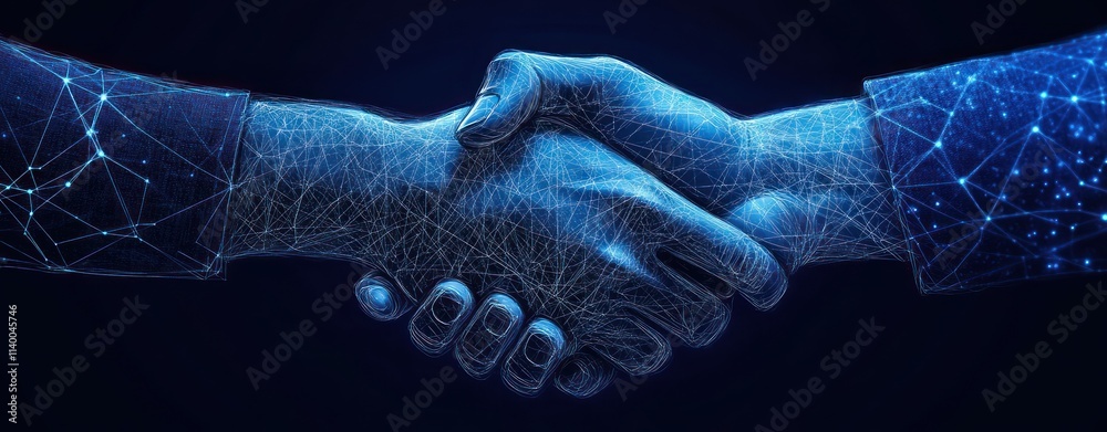 Aufkleber A digital handshake symbolizing collaboration and partnership in a tech-driven world.