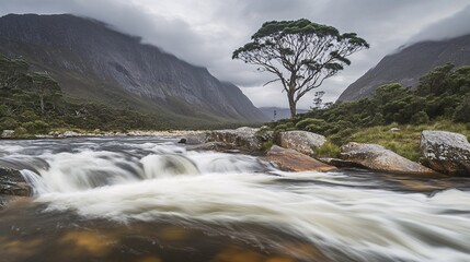 waterfall in the mountains