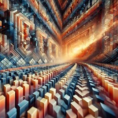 Obraz premium Futuristic Geometric Pattern, Repeating Shapes and Colors 